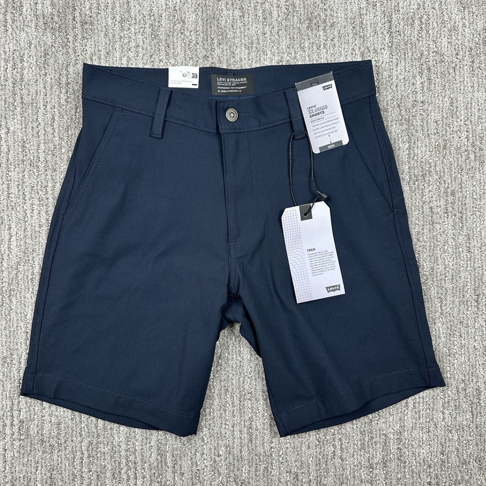 NEW Levi's XX Chino Tech Shorts mens sz 29 navy blue 8" Stretch Quick Dry UPF